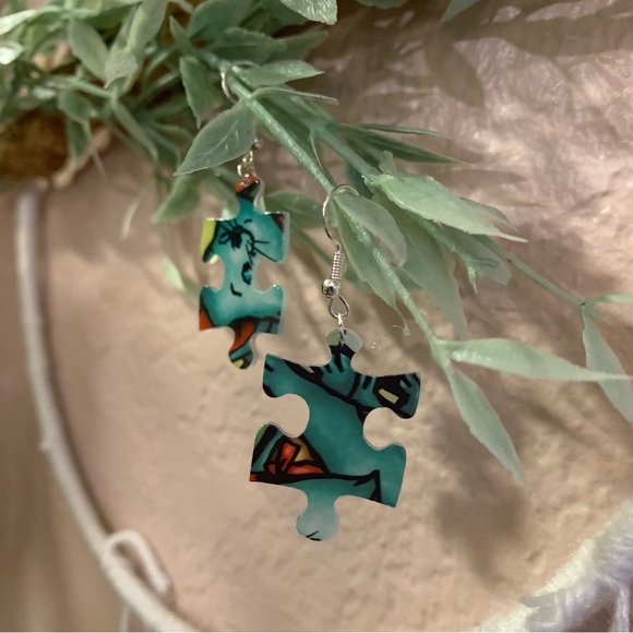 Handmade puzzle earrings - Picture 5 of 10